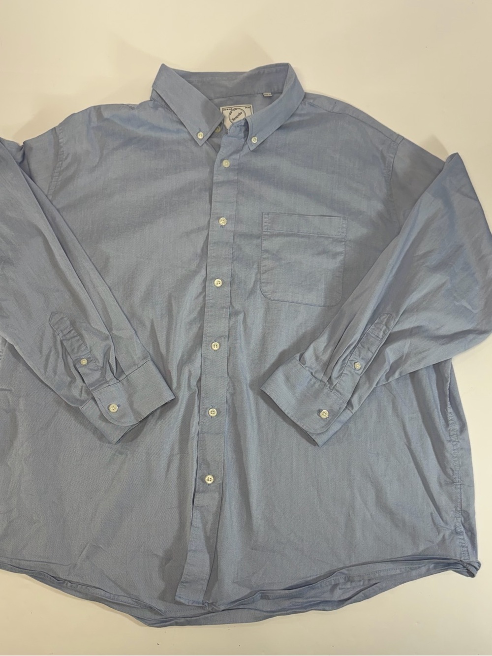 Bespoke New York Blue Oxford Button Down Shirt XXL 18-18.5 Classic Fit Stretch